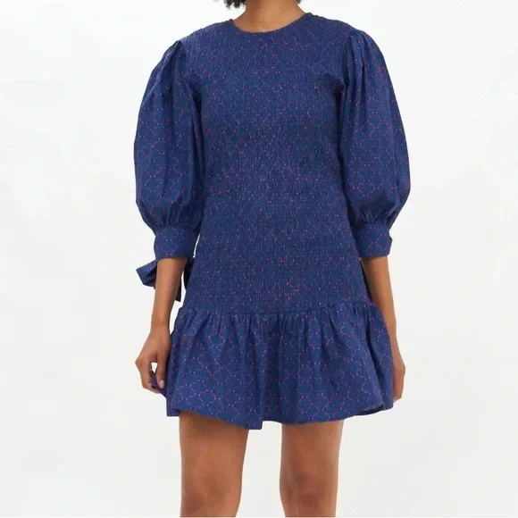 oliphant mini dresses OLIPHANT Smocked Drop Mini Dress Toscana Green
